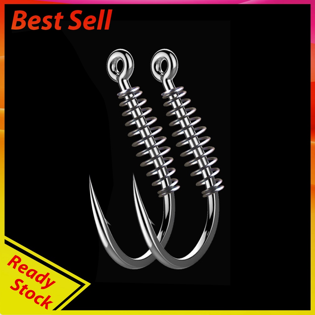 20pcs Carp Fishing Hook Barbed Swivel Spring Jig Hook Single Circle Hooks