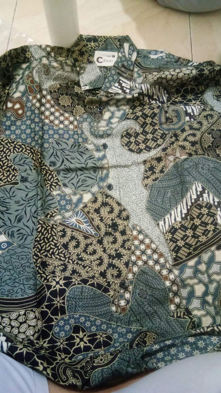 Kemeja Batik Slimfit Couple Ayah Anak Warna Abu Coklat Lengan Panjang