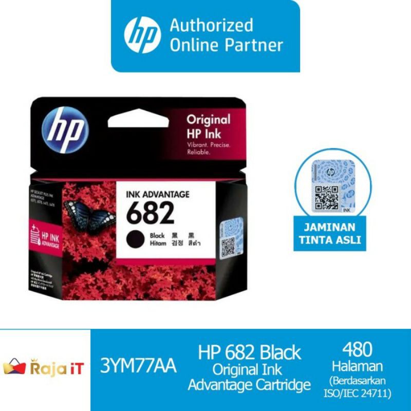 Tinta Hp 682 Black Color Original Ink Cartridge