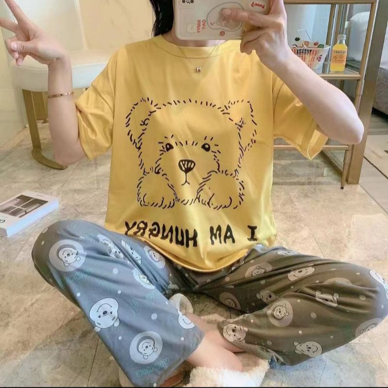 WM / piyama cp murah / piyama cp import / piyama import / piyama wanita / piyama cewek / piyama cp-Hungry bear