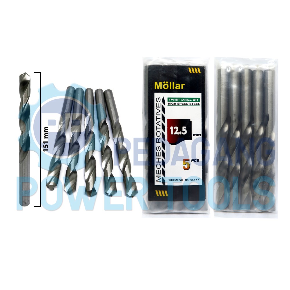 MOLLAR 1 SET 5 PCS MATA BOR BESI 12.5 MM MATABOR KAYU HSS DRILL BITS