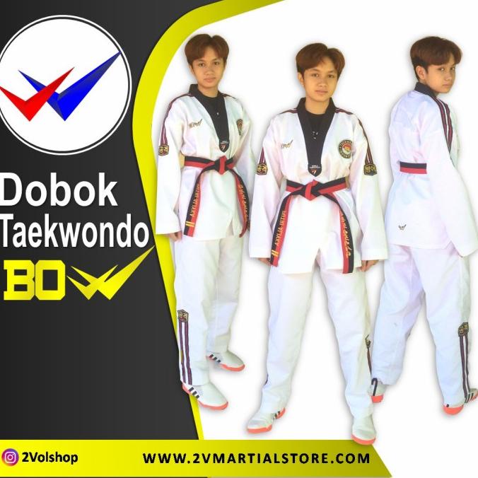 PROMO dobok seragam taekwondo BOW gold pride limited edition kerah hitam