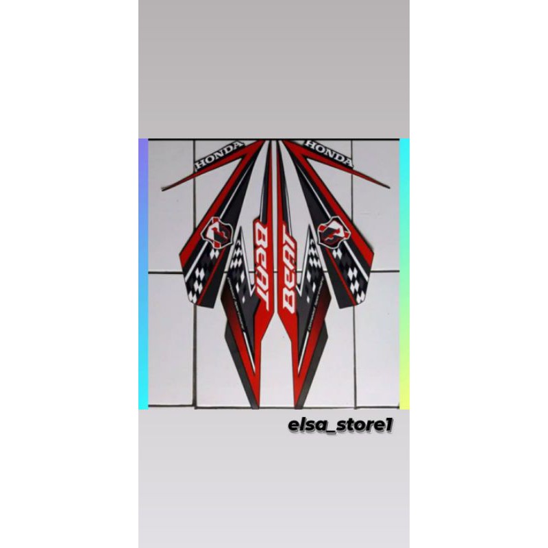 stiker striping motor honda beat esp 2018 merah hitam