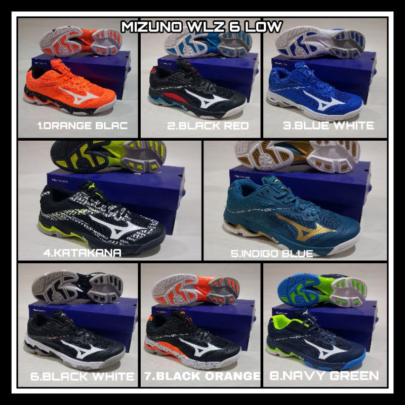 ( PROMO 1psg DAPAT 1psg ) SEPATU VOLLEY TERBARU  MIZ'UNO ORIGINAL IMPORT WLZ 6 LOW VOLI WAVE LIGHTIN