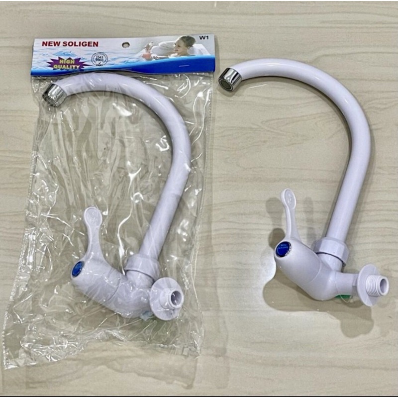 W1 SOLIGEN PUTIH angsa pvc BAGUS ASLI ORIGINAL soligen 1/2” inci KRAN bak cuci piring pvc keran angs