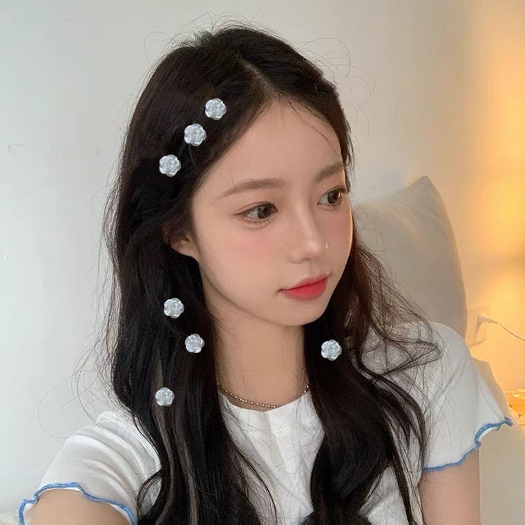 Jepit Rambut Duckbill Desain Bunga Camellia Warna Putih Untuk Wanita