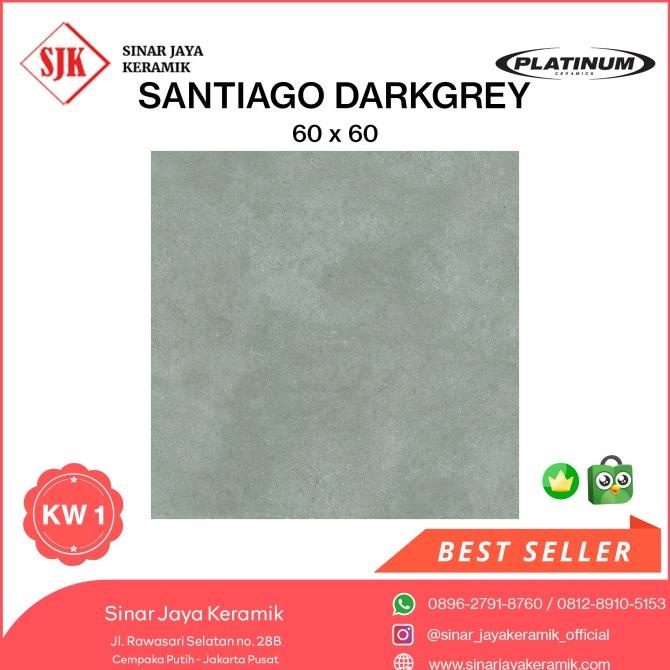 KERAMIK LANTAI Keramik Lantai Kasar Matte PLATINUM - Santiago Dark Grey 60x60 KW 1