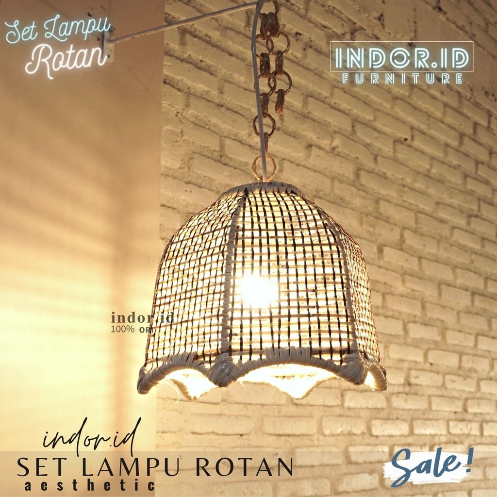 Set Lampu Hias Rotan Gantung/ Kap Lampion Lampu Gantung dinding Aesthetic/Lampu Dekorasi Ruang Tamu Teras Terbaru Murah