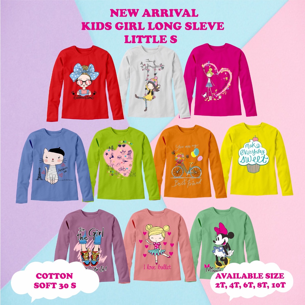 Kaos anak lengan panjang perempuan usia 1 sampai 8 tahun TERLARIS