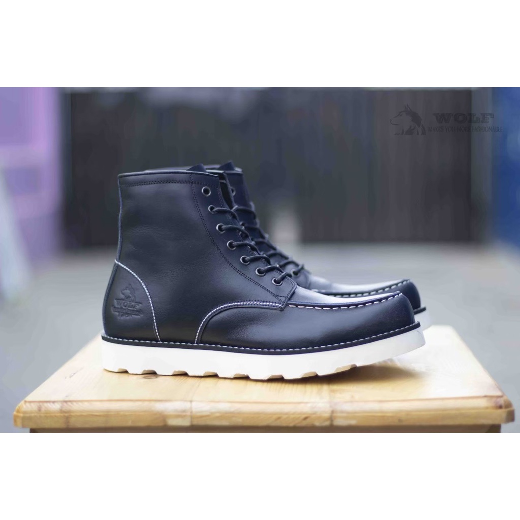 SEPATU BOOT KULIT PRIA DEWASA POINTER WOLF CASUAL KERJA PROYEK MOTORAN || BOOT OXFORD PRIA BERKUALITAS