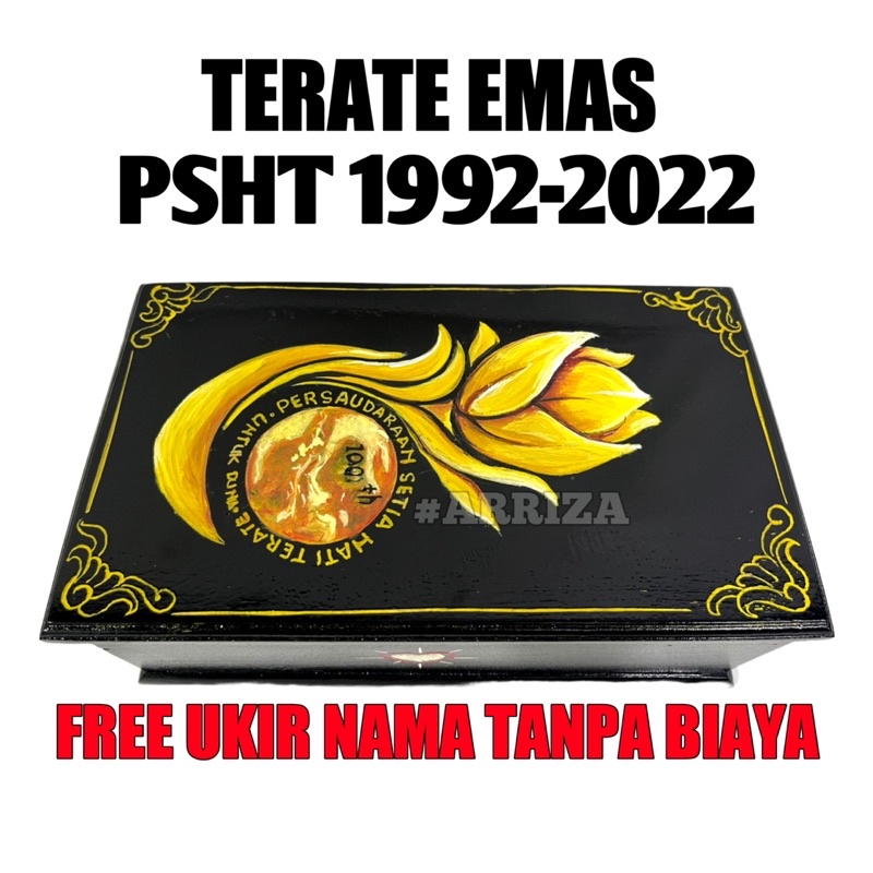 KOTAK MORI PSHT Terate Emas 1 Abad 100 Tahun DARI KAYU JATI (FREE UKIR NAMA) TEMPAT PENYIMPANAN SABUK PENCAK SILAT