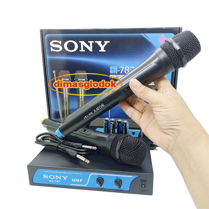 Mic Wireless SONY SN787 Werles Wirles Microphone 2 Mik Pegang