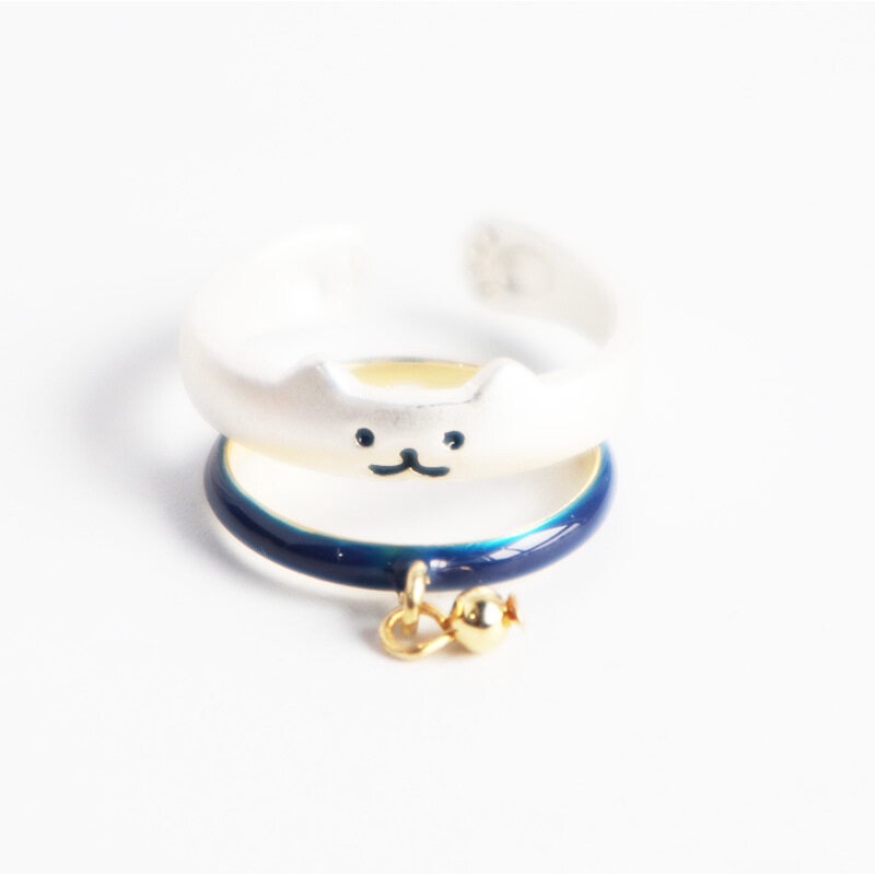 2pcs / set Cincin Enamel Desain Cakar Kucing Lucu Untuk Pasangan