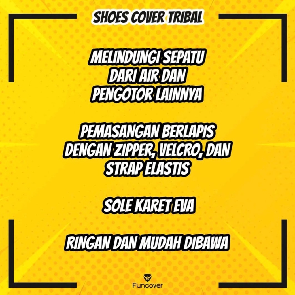 Cover Shoes FUNCOVER Tribal HITAM, Jas Hujan Buat Sepatu