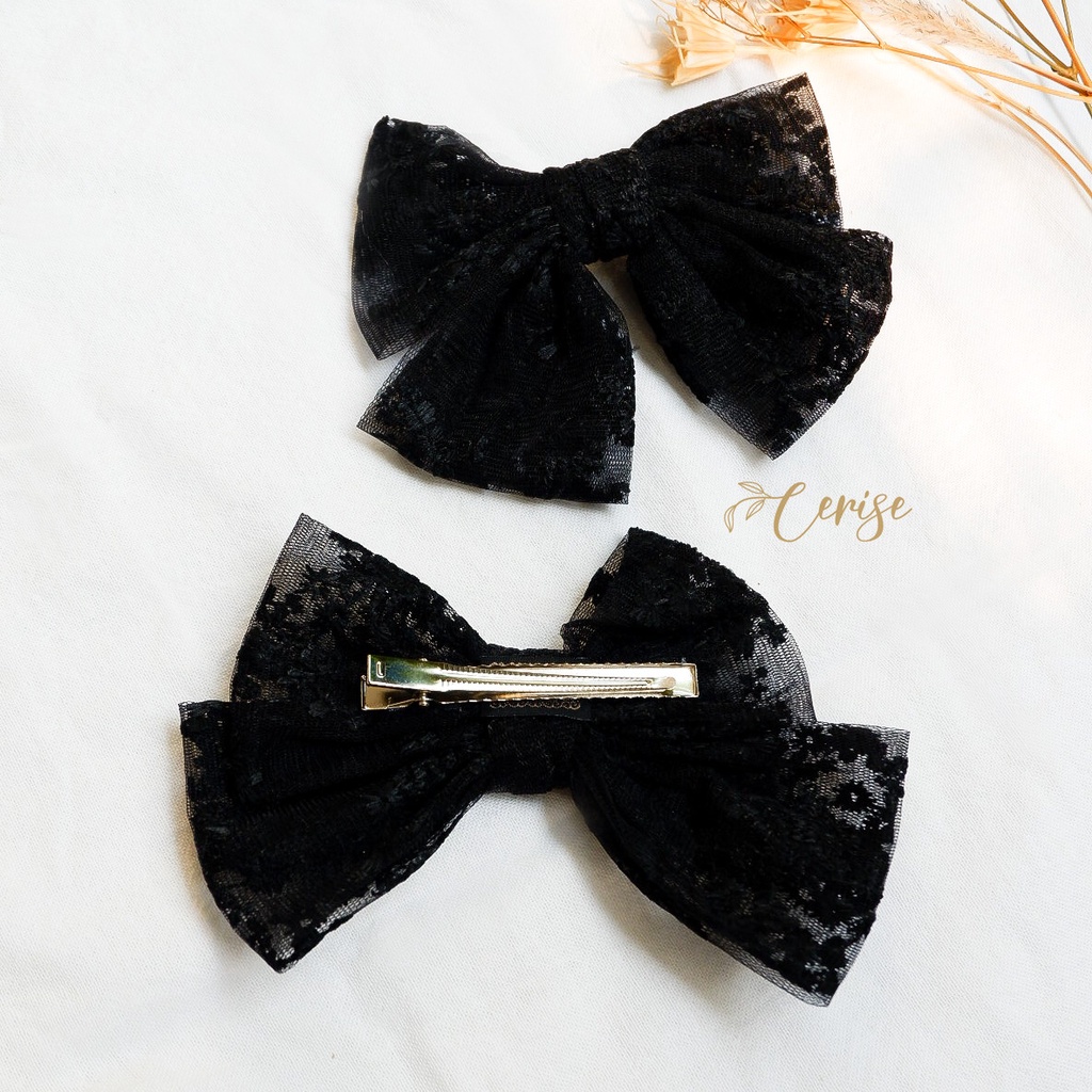 Sachi Hairpin | Jepit rambut pita lace korea putih hitam untuk anak dan wanita dewasa cantik manis