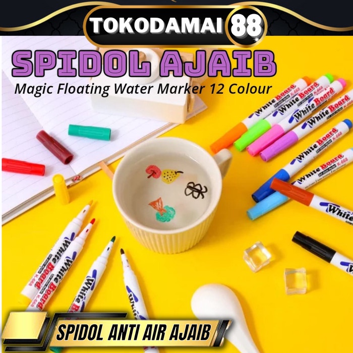 

Mantap Spidol Warna (Ajaib) /Mainan Spidol Air Mengapung / Magic Marker 12Pcs Bergaransi