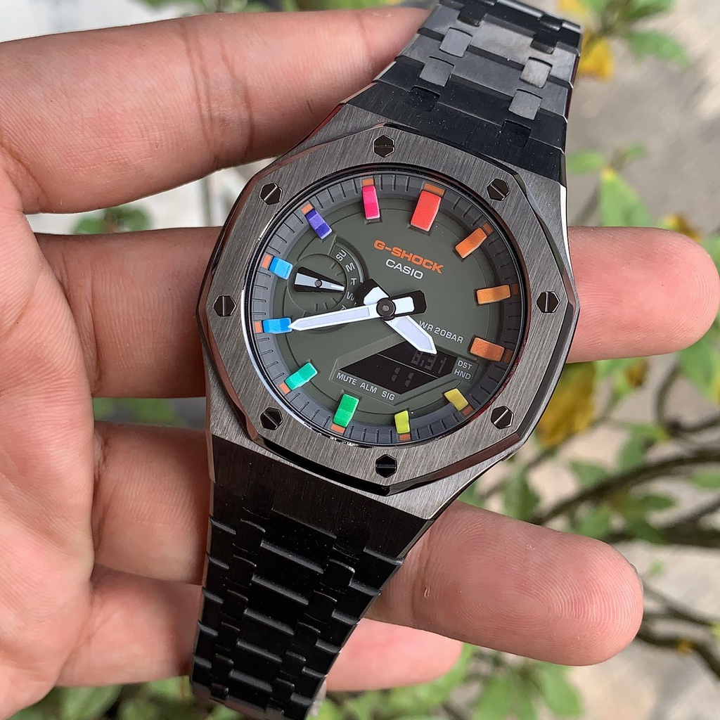 Jam G-Shock GShock GA-2100 GA2100 HC-4 Rainbow Original Gun Metal Gen3
