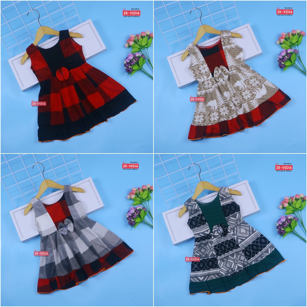 [BLUDRU FLANEL] Dress Aurora uk Bayi 3-12 Bulan / Baju Anak Perempuan Murah Pakaian Pesta Gaun Kensi