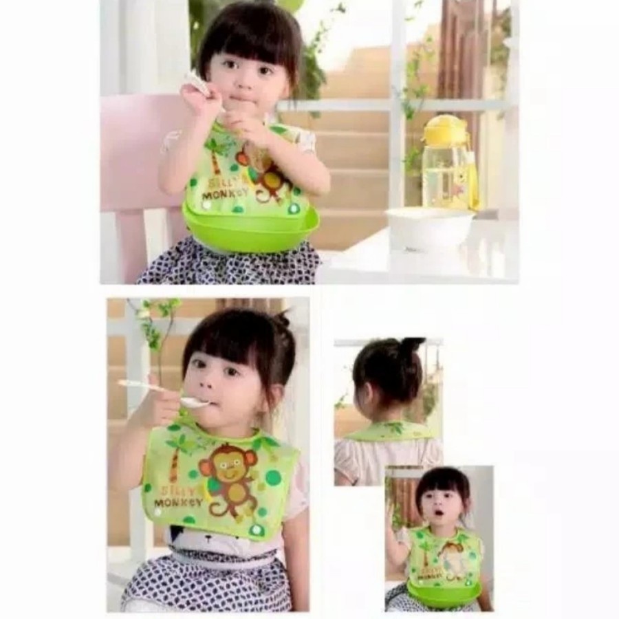 SLABBER / CELEMEK MAKAN BAYI ANTI AIR / BIB FULL SILIKON SILICONE