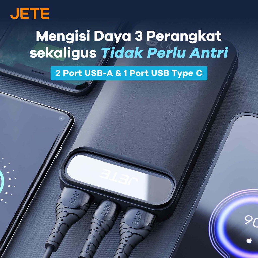 Power Bank 20000mAh Fast Charging PD 22.5W JETE B3 with Triple Output Garansi 2 Tahun