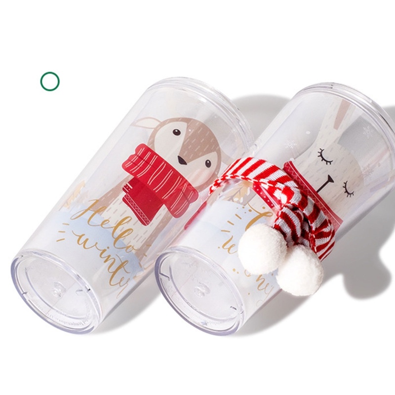 Cangkir Kopi Bentuk Kelinci Rusa Bahan Plastik Dengan Tutup Dapat Digunakan Kembali Untuk Travel