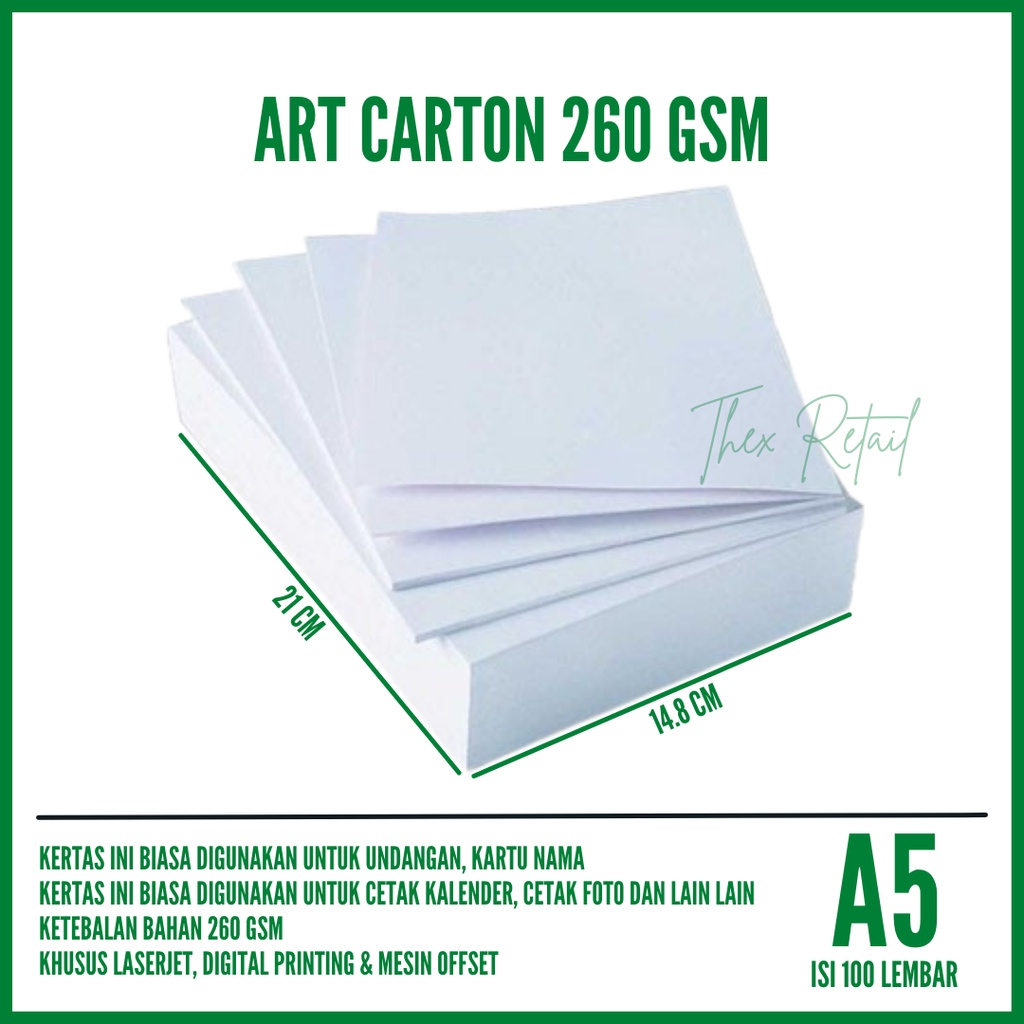 Art Carton A5 260 gsm isi 100 lembar / Kertas Art Carton A5 / Kertas Karton A5