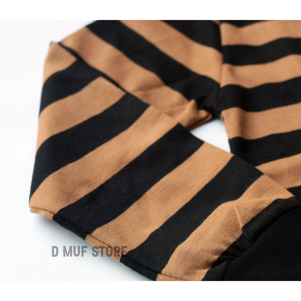 Kizzu Kaos Anak Salur Tangan Panjang Premium Usia 1-12 Tahun LP Salur Almond- dmufstore