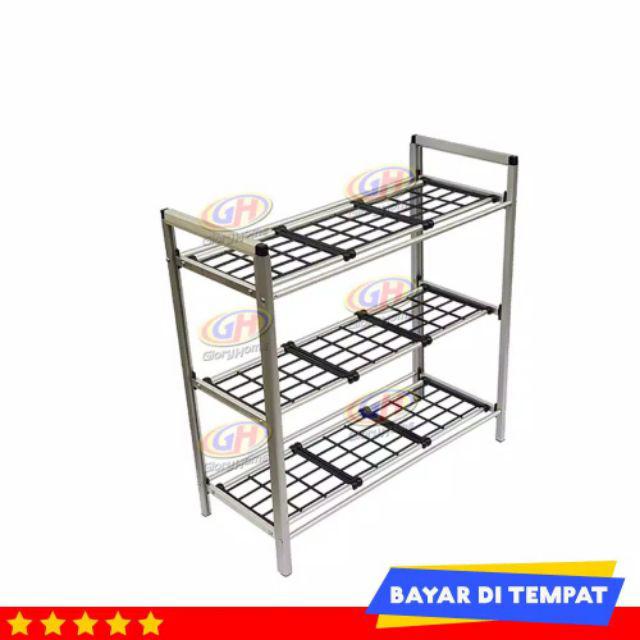 Rak Sepatu Aluminium 3 Susun