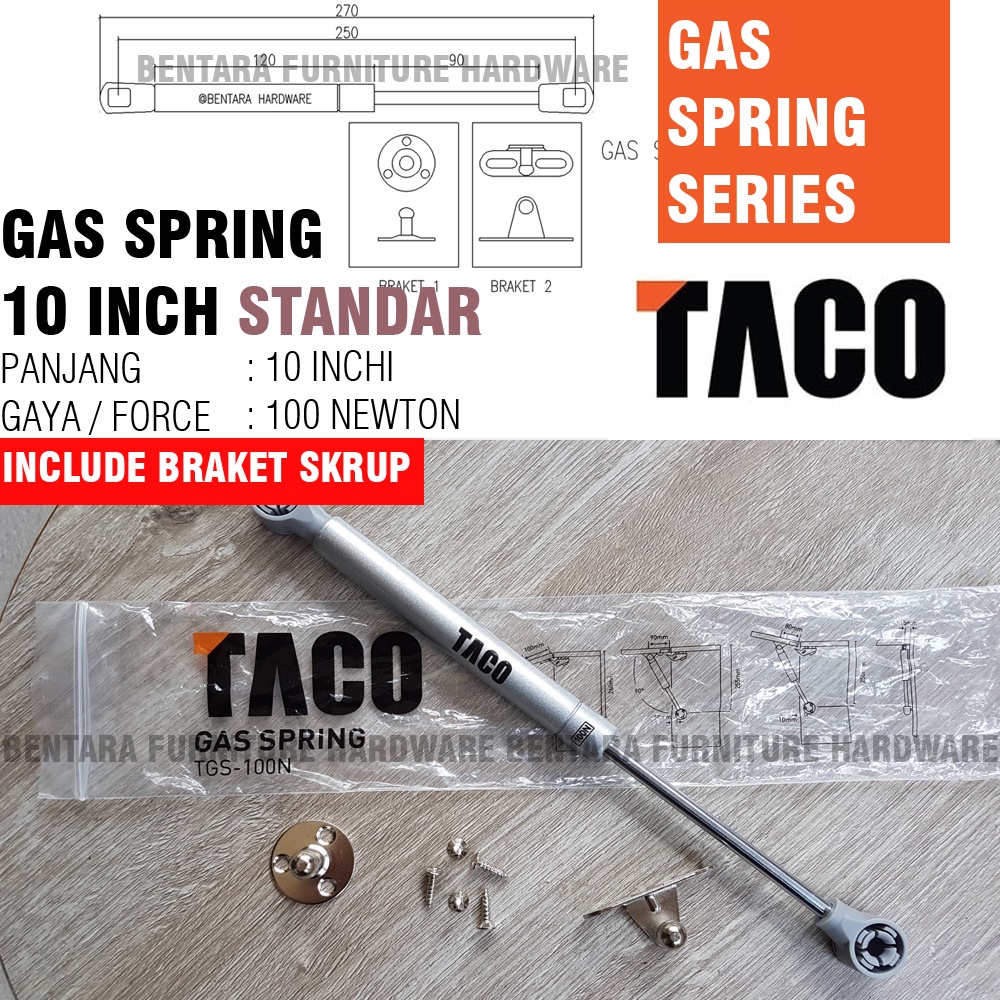 TACO TGS-100 10 Inchi x 100 Newton Gas Spring Hidrolik - Upward Hidrolik Pintu Kabinet Jok Motor