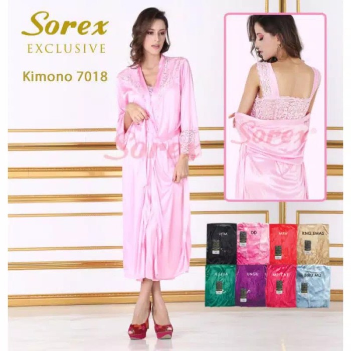 Baju Tidur - Set Kimono + Lingerie Satin Exclusive Premium Sorex Bt 7018