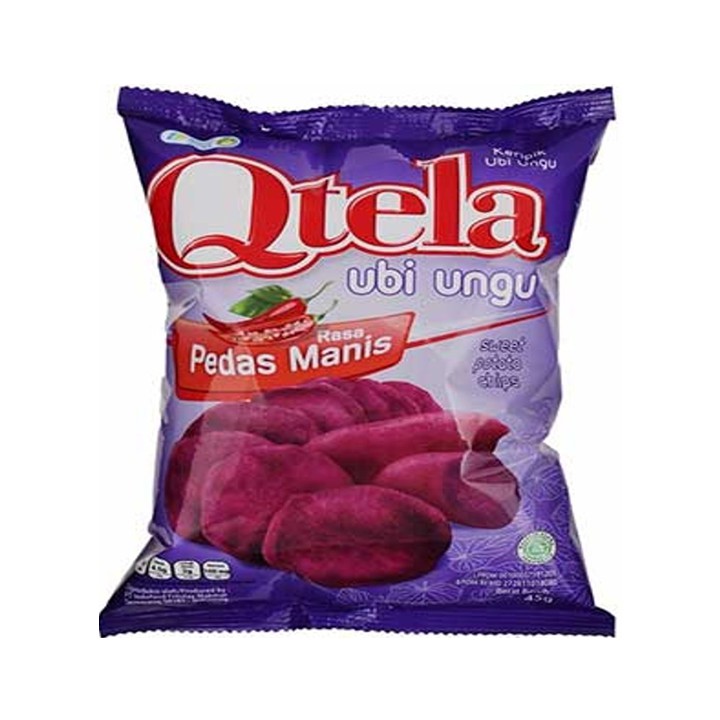 Qtela Keripik Singkong Ubi Ungu Pedas Manis 45 gr