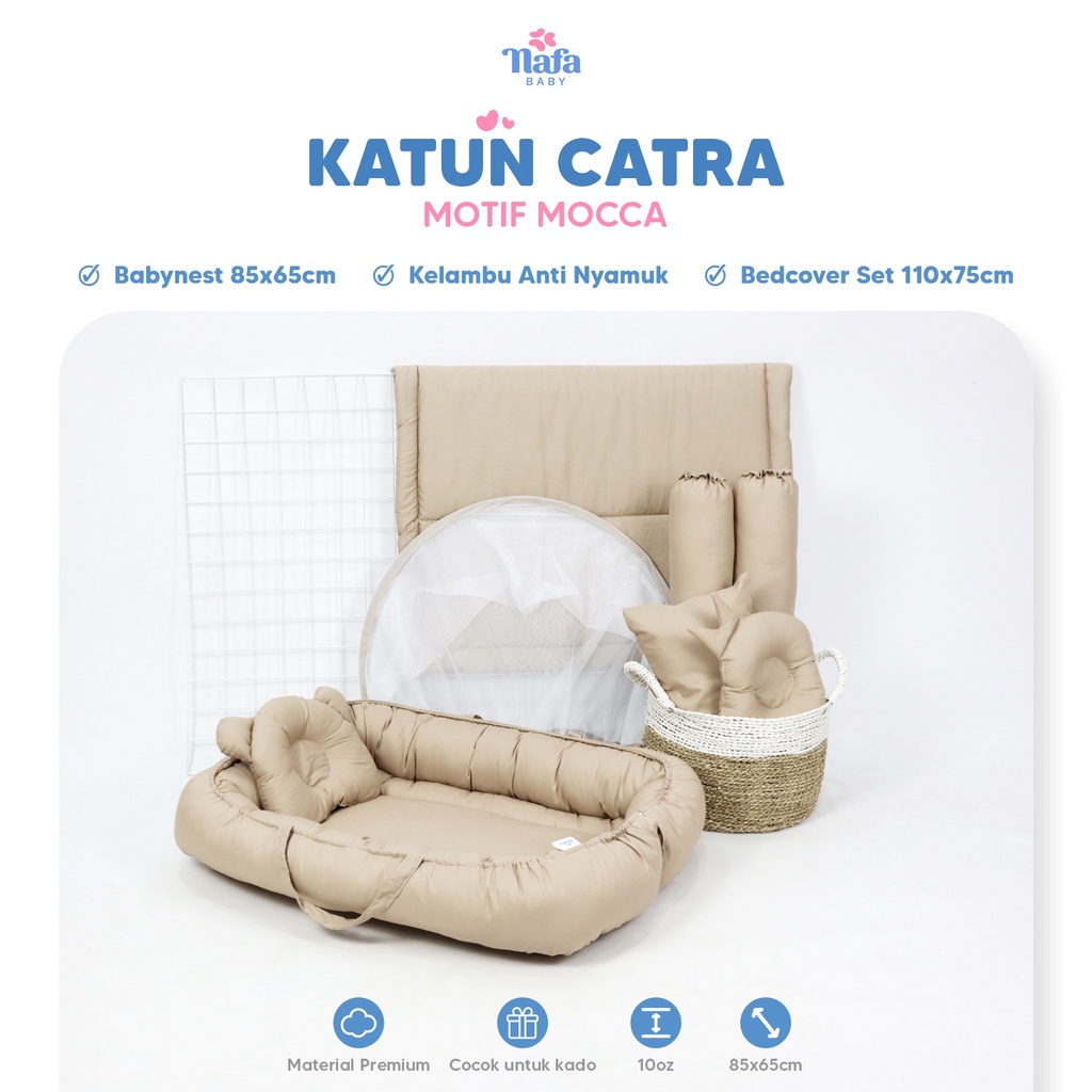 NAFA BABY - Baby Nest Boat Include Bedcover Set Bayi | Perlengkapan Tidur Bayi | Polos | Katun Catra