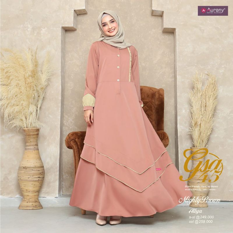 Set gamis aurany ori syar'i syari model terbaru lebaran 2022, warna sangat menarik, favorit semua wa
