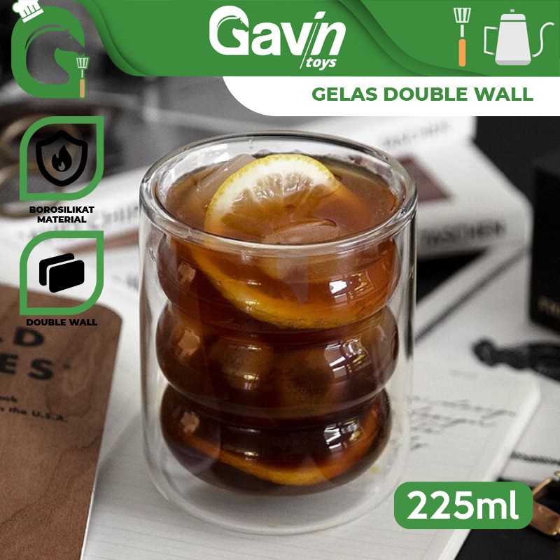 Gelas Kaca Double Wall Anti Panas 200ml Gelas Kopi Teh 200 ml Unik