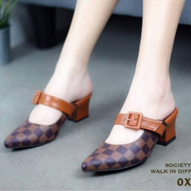 ABBUSHOES Hs 105 haktahu catur gesper wanita 5cm