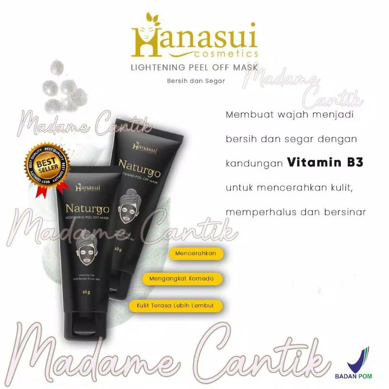 HANASUI NATURGO LIGHTENING PEEL OF MASK / MASKER KOMEDO NATURGO HITAM GOLD (10 SHACSET)