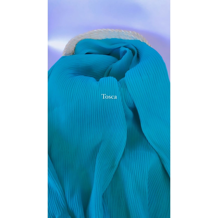 Pashmina Plisket full lidi 180x75 Hijab flisket Pashmina Plisket jilbab pleated shawl kerudung-Plisket toska