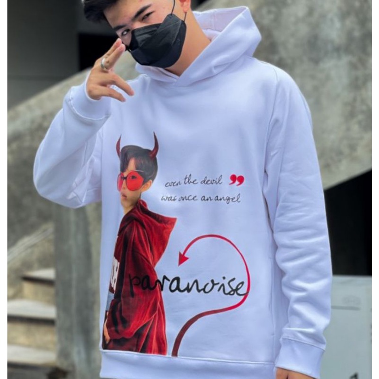 Paranoise Hoodie Vol. 14 Devil White Hoodie Pria Premium Quality - Ukuran 2