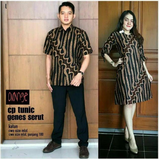 Cp Tunic Serut Genes Parang Ireng Tunik Mona Couple Sarimbit Batik Sogan Hitam Seragam