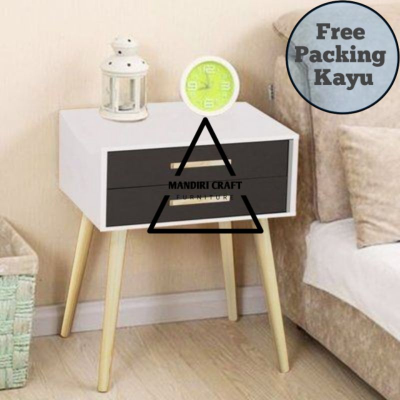 meja nakas minimalis laci 2 meja sudut meja kamar