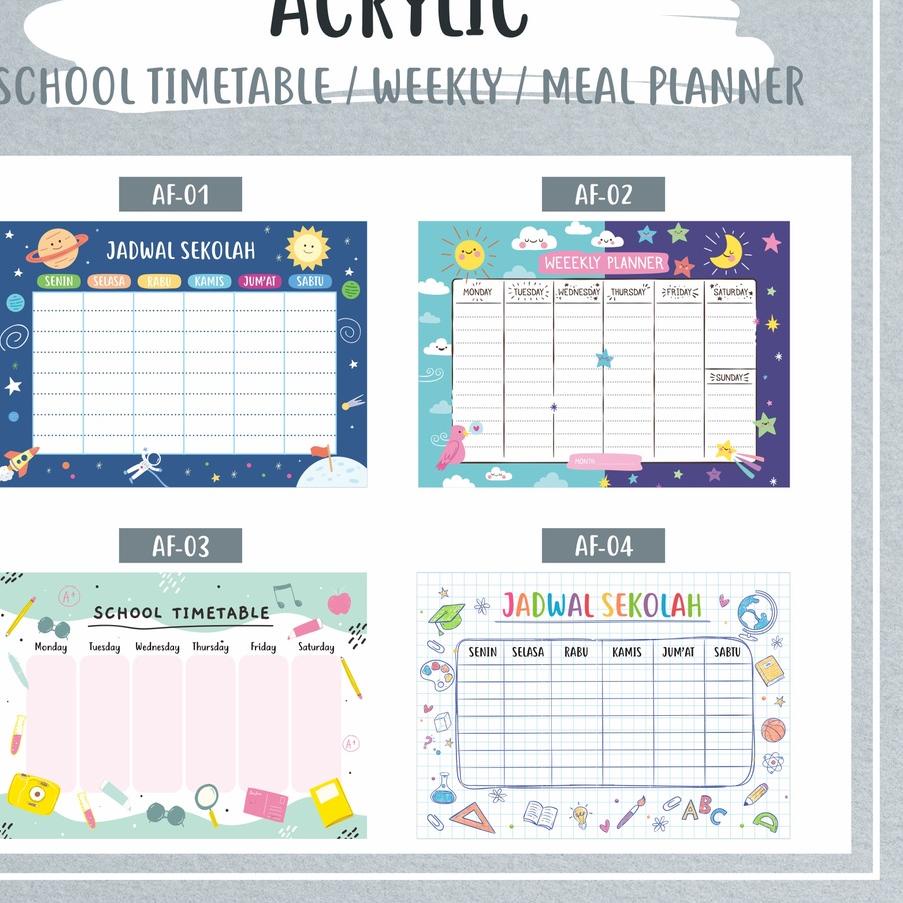

Hot Promo. 14 Desain Acrylic Planner School Timetable / Weekly / Meal Planner Murah A5 A4 ,