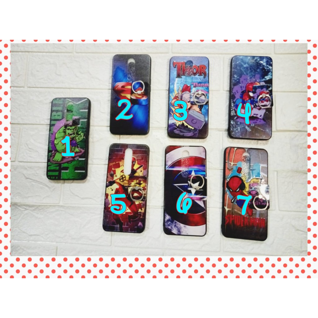 Case OPPO F11PRO+Iring Motif kartun Robot, Hulk, Thor, Spiderman, Ironman