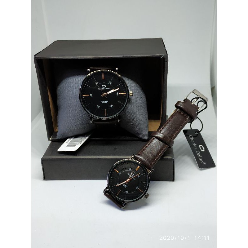 Jam Tangan Kulit Couple Original Charles Delon