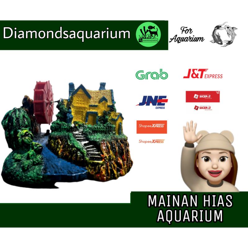 MAINAN HIAS AQUARIUM FIBER RUMAH KINCIR