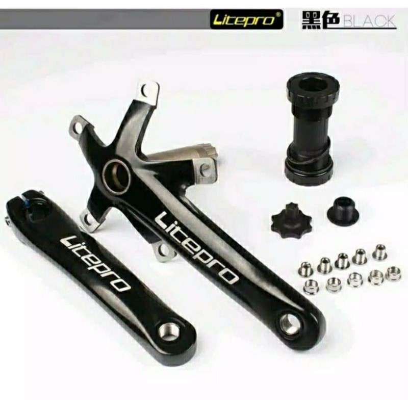 Litepro hollow crankset with BB folding bike bcd 130mm, arm 170mm HT2 (bukan square/kotak)