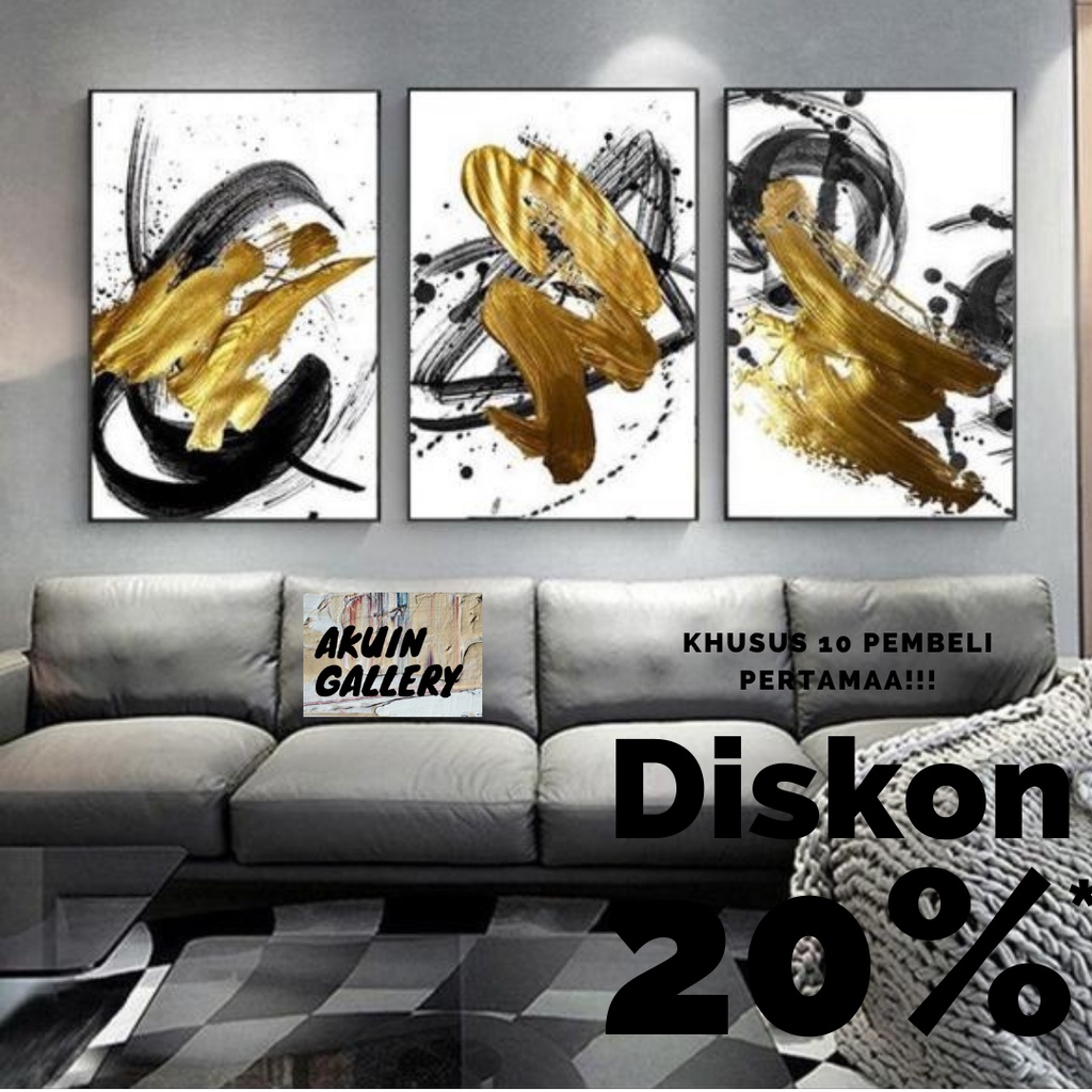 Lukisan tangan abstrak minimalis modern dinding kanvas ukuran 40 x 60 cm