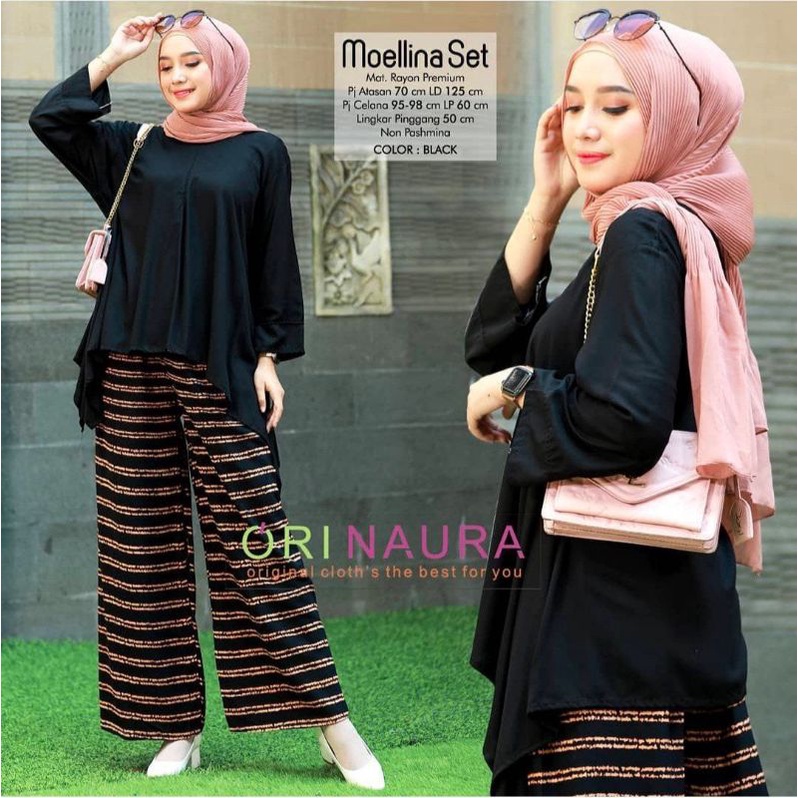 MOELLINA ORI NAURA SETELAN CEWEK TIEDYE GARIS GARIS POLOS WAKA BATWING JUMBO LD 140 MURAH