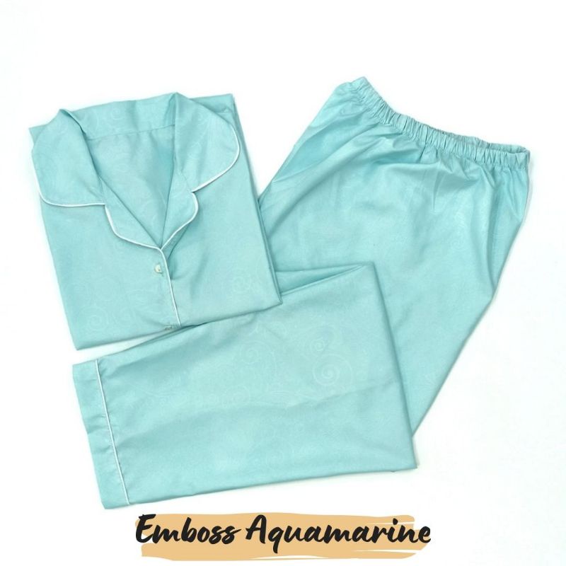 Baju Tidur Wanita | Piyama Wanita Kekinian | Oneset Setelan Wanita Bahan Katun Polymicro Bebas Pilih Motif-Emboss Aquamarine
