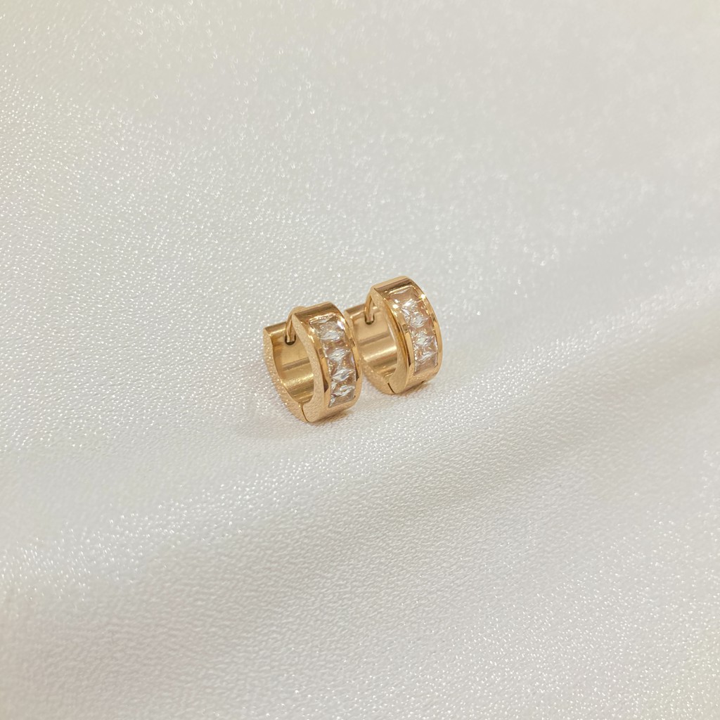 Anting Jepit Titanium Steel Permata Anti Karat Selamanya