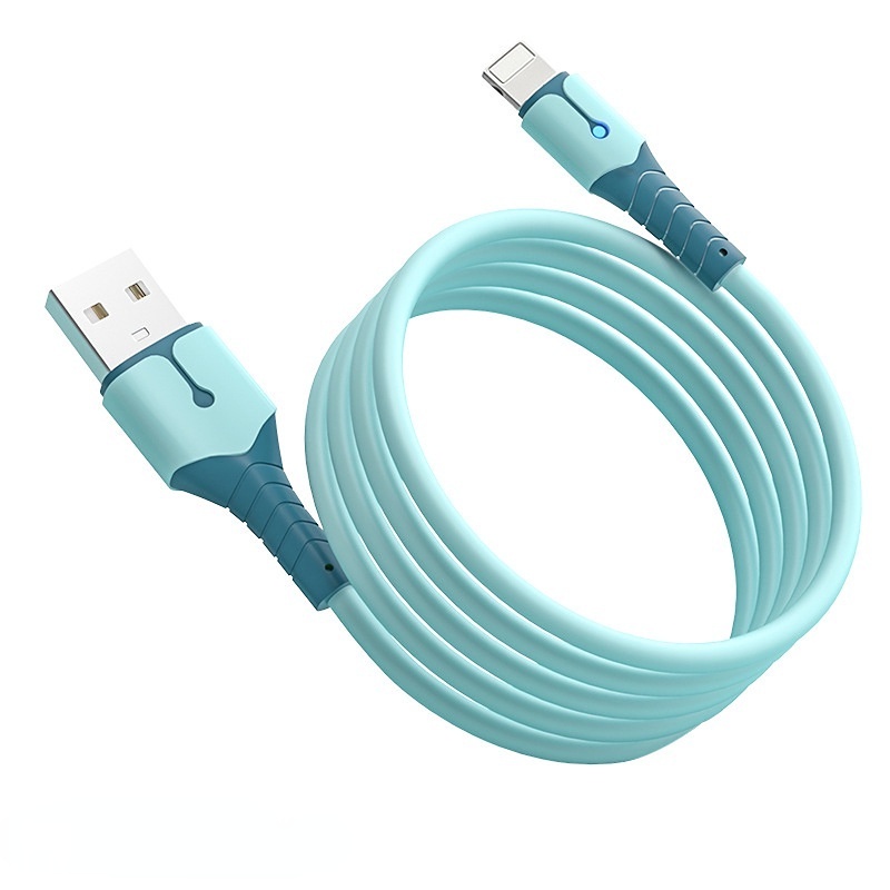 5a Kabel Data / Charger Micro USB / Type C / Lightning Bahan Silikon Panjang 1M / 2M Dengan Lampu Untuk IPhone / Android